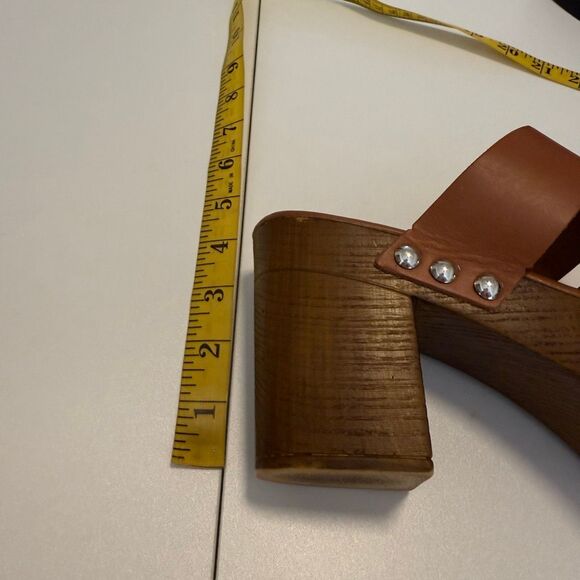 Coach And Four Vero Platform Sandal Brown Leather Studded Size 7.5 Boho - Picture 14 of 15